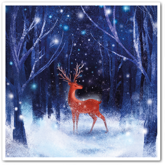 Олень в зимнем лесу