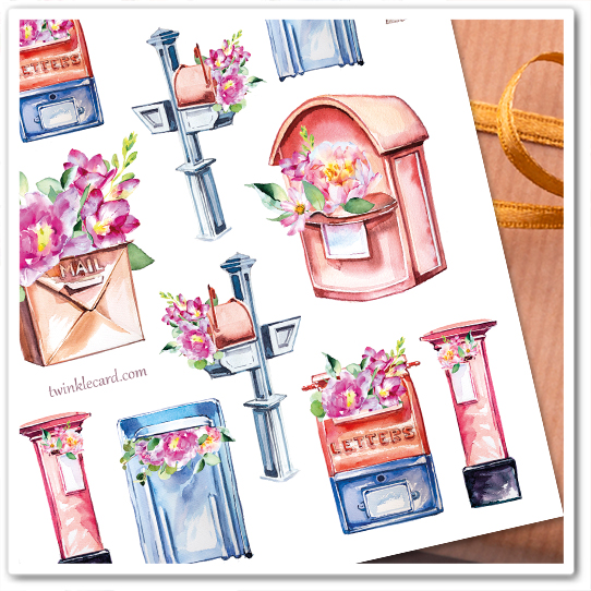 Наклейки "Цветы в почтовых ящиках"