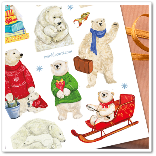 Наклейки "Белые мишки"