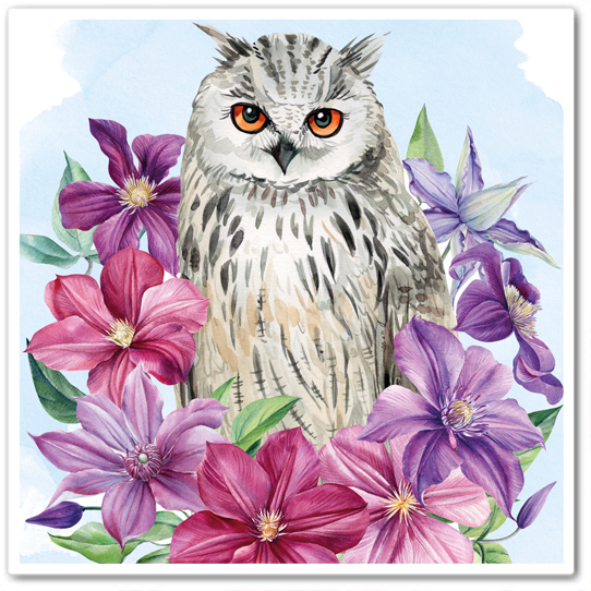 Совушка на голубом фоне