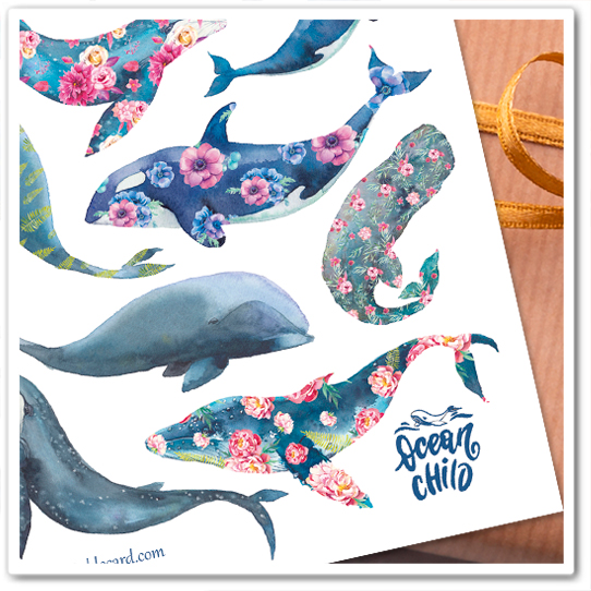 Наклейки "Киты"