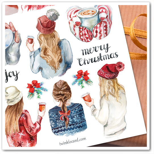 Наклейки "Девушки. Зима"