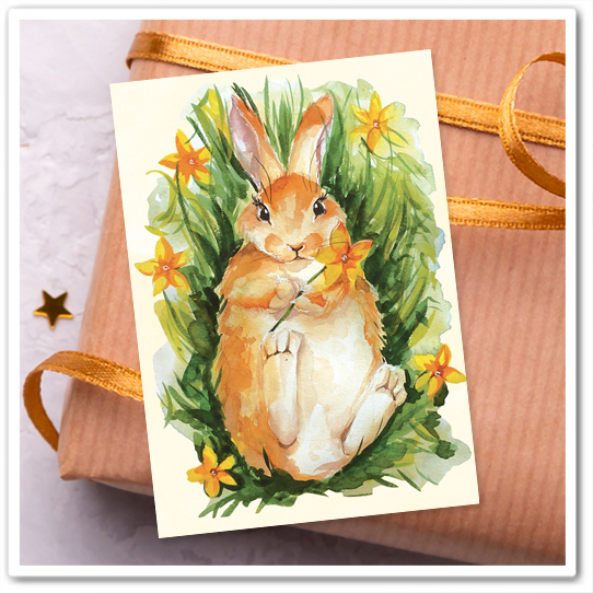 Mini-открытка "Рыжий кролик"