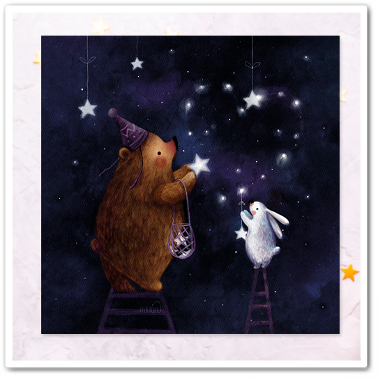 Миша и зайка. Украшая звездами