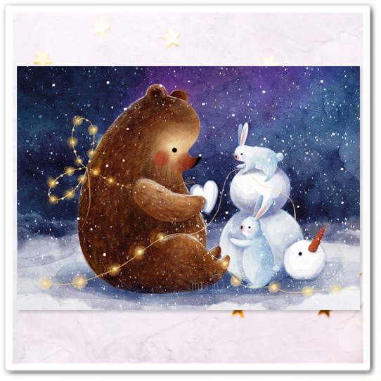 Миша и зайка. Снеговик