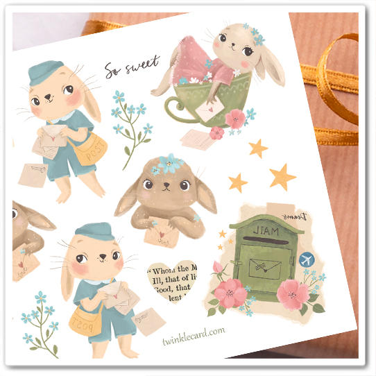 Наклейки "Зайки и почта"