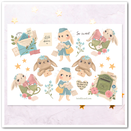 Наклейки "Зайки и почта"