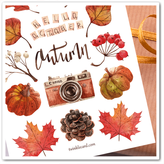 Наклейки "Привет, октябрь"