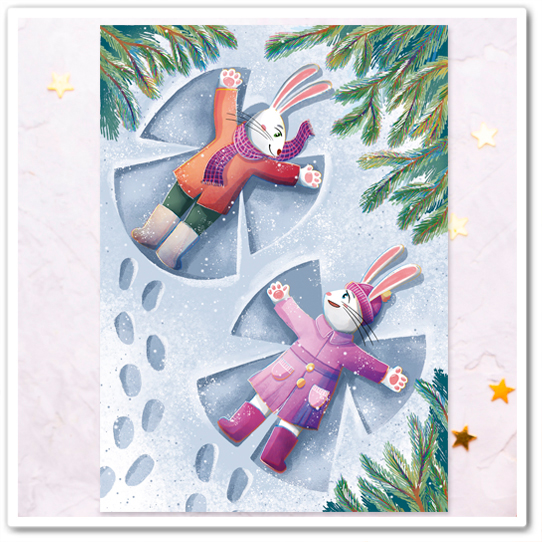 Зайчики. Снежные ангелы