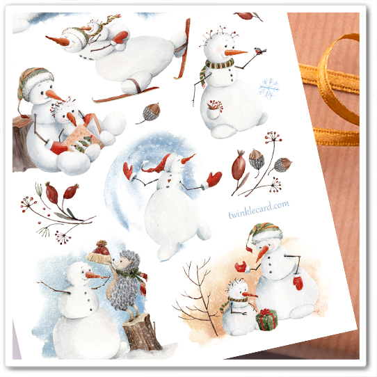 Наклейки "Снеговики"