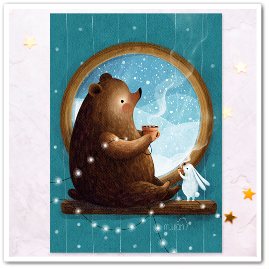 Миша и зайка. У окна