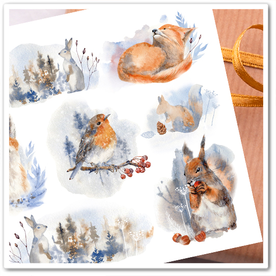 Наклейки "Зима в лесу"