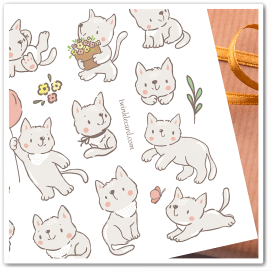 Наклейки "Серый котик"