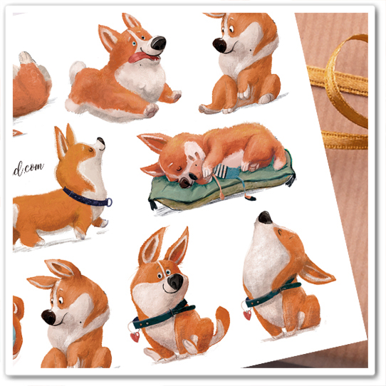 Наклейки "Корги"