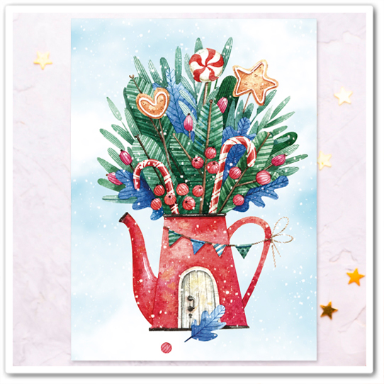 Рождественский домик-букет