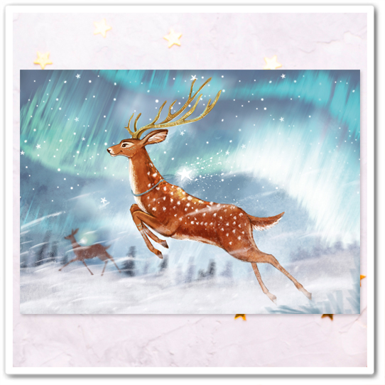 Олень и северное сияние