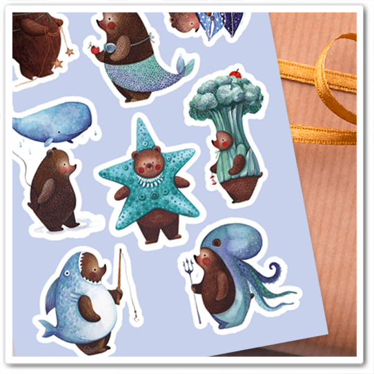 Наклейки "Миша. Морской"