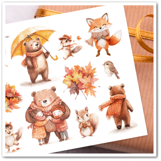 Наклейки "Мишка. Осень"