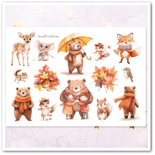 Наклейки "Мишка. Осень"