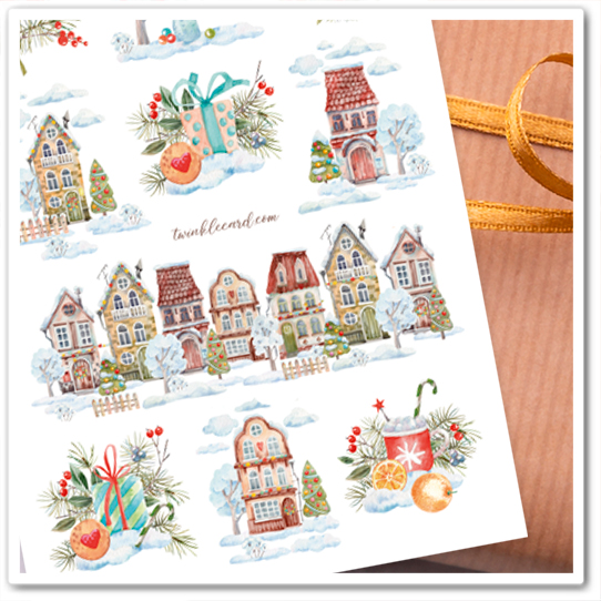 Наклейки "Зимний городок"