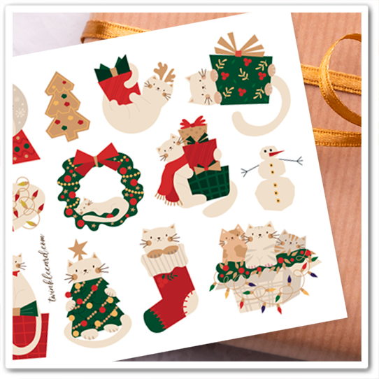 Наклейки "Котик. Венок"