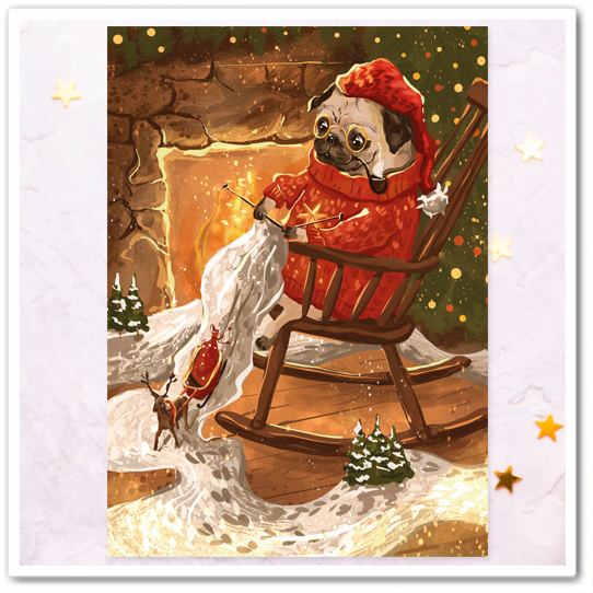 Мопс, который вяжет