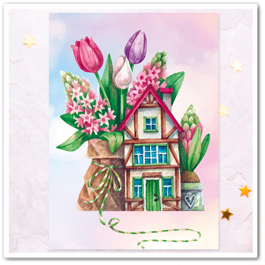 Домик с тюльпанами