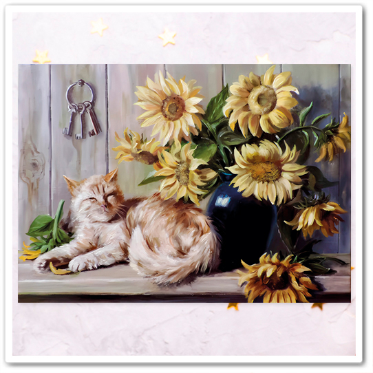 Коты и букеты. Подсолнухи