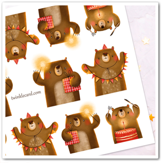 Наклейки "Праздничный мишка"