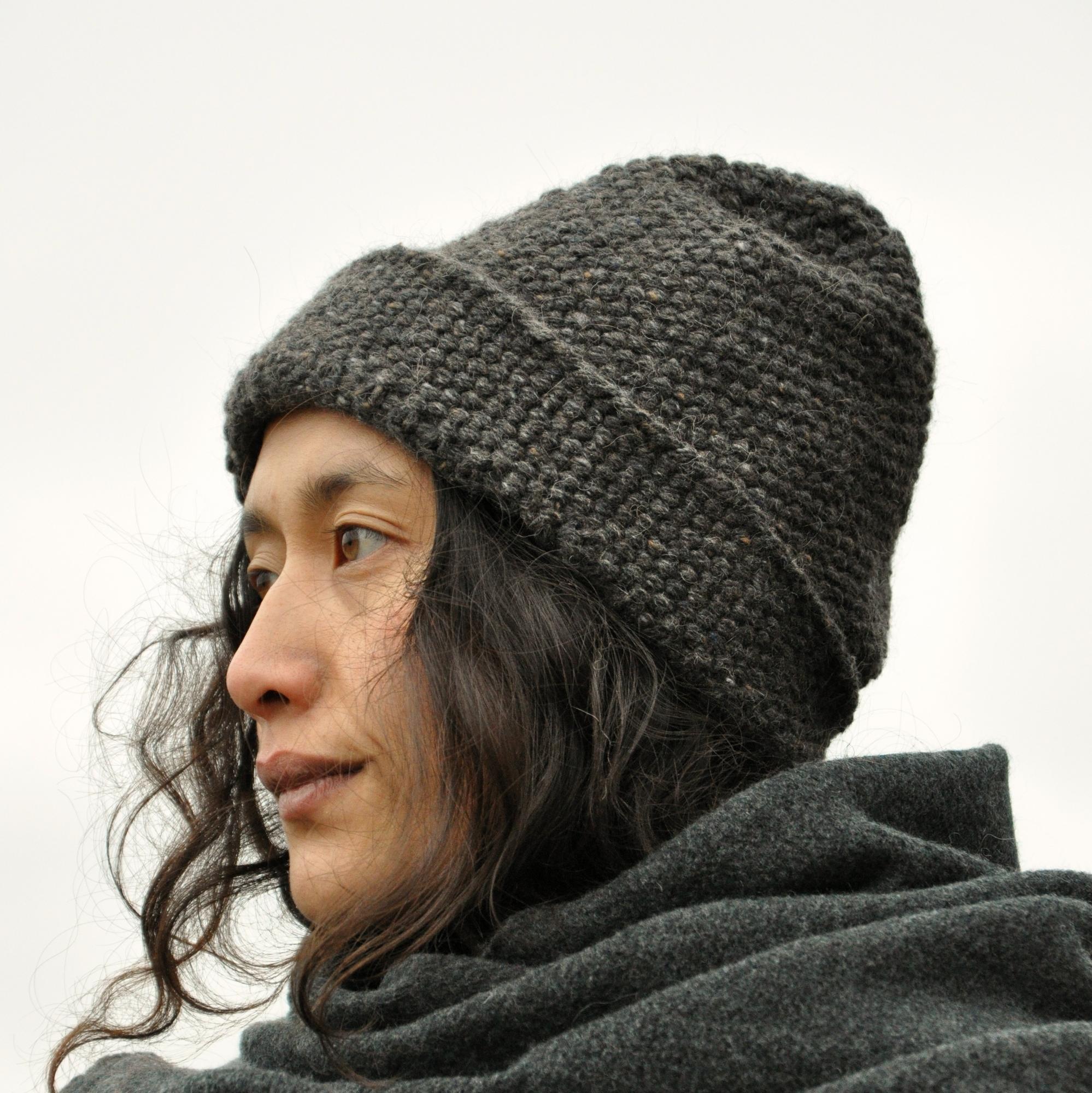 Шапка "Тканная"темно-серая