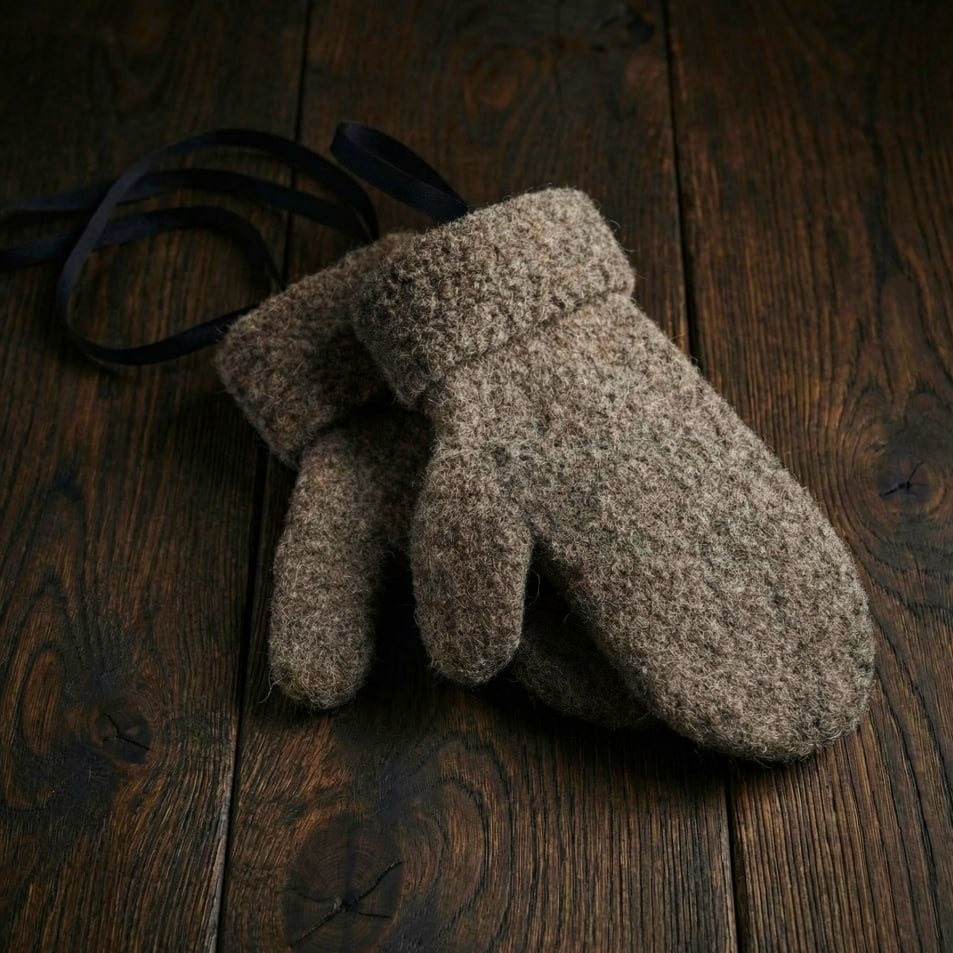 Варежки серо-коричневые