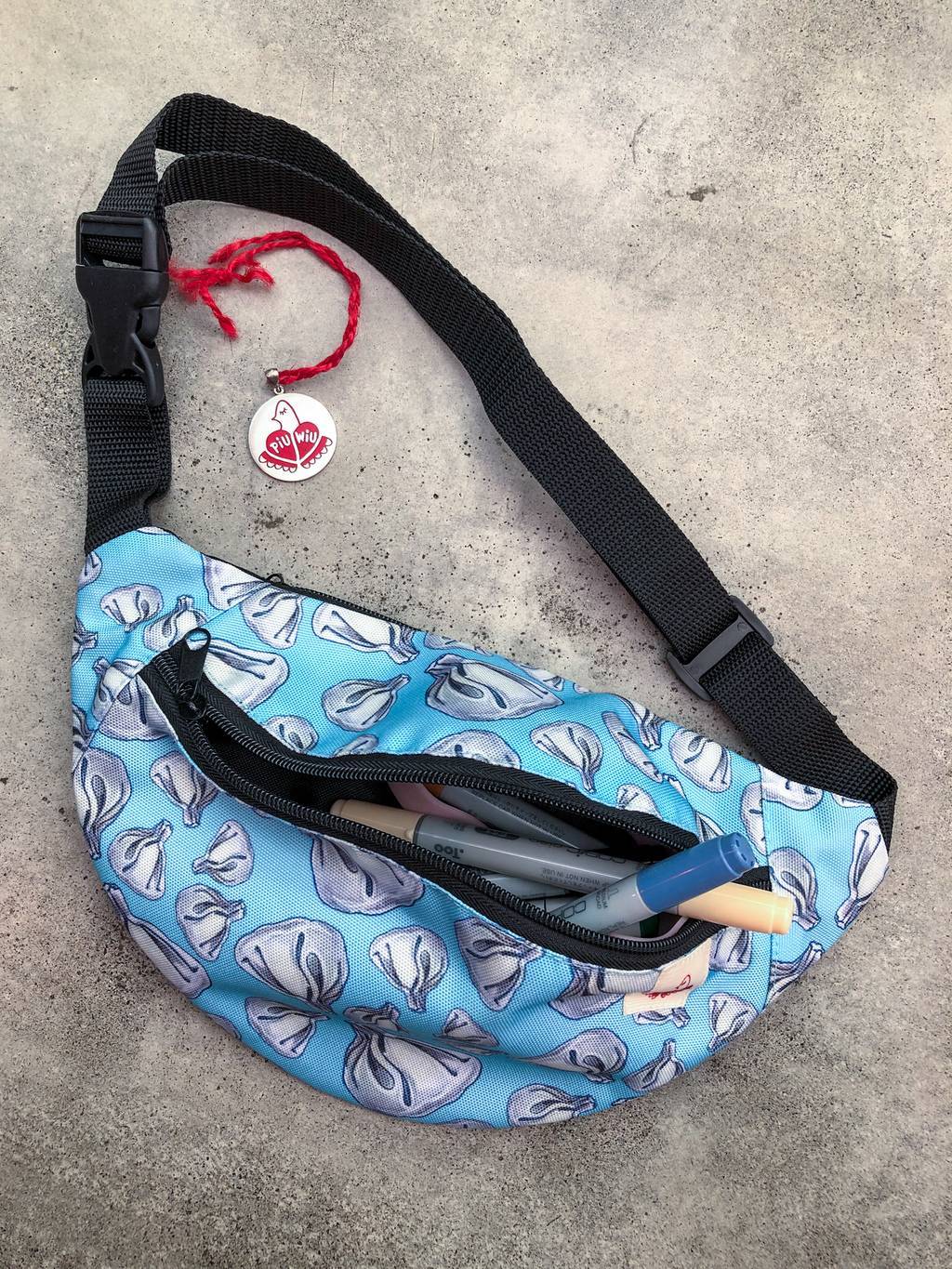 Сумка на пояс (голубая, с хинкали)/ Beltbag (light blue, with khinkali)