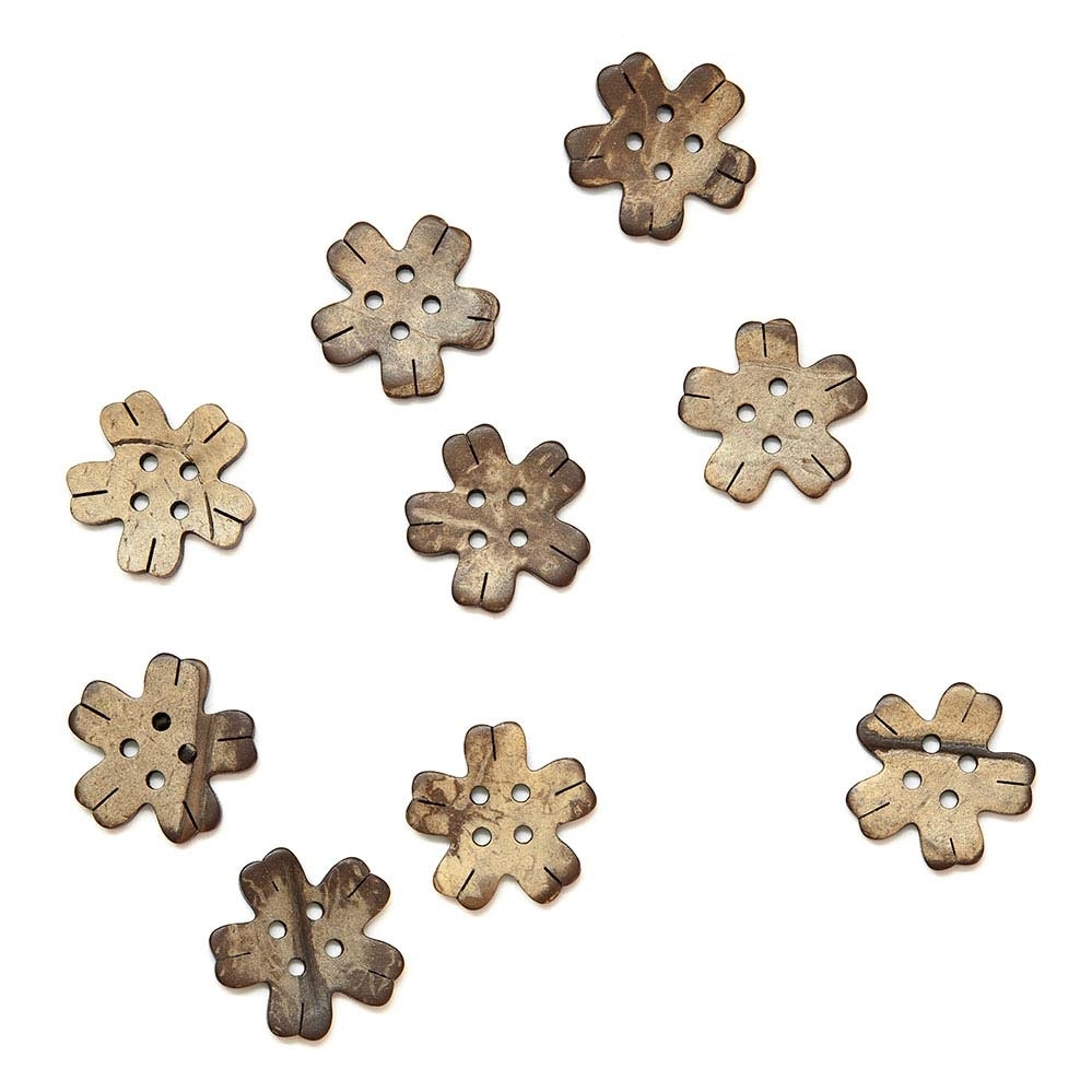 Пятиконечные пуговицы из кокоса, арт. 021, лицо | Wool Story