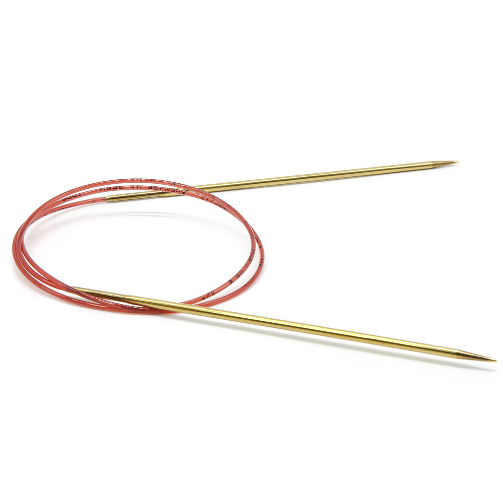 Позолоченные спицы c удлиненным кончиком 2,75 мм на леске 80 см Addi | Wool Story