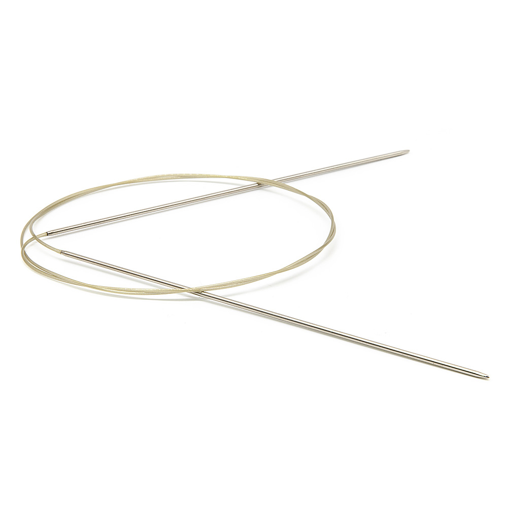Экстратонкие супергладкие круговые спицы 1,5 мм на золотой леске 80 см Addi | Wool Story