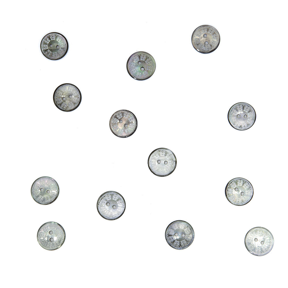 Пуговицы из перламутра, арт. ПП008, круглые с рисунком, 16 мм, лицо | Wool Story