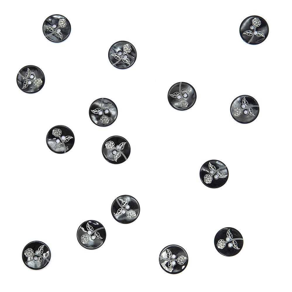 Пуговицы из перламутра, арт. ПП012, круглые с рисунком, 15 мм, лицо | Wool Story