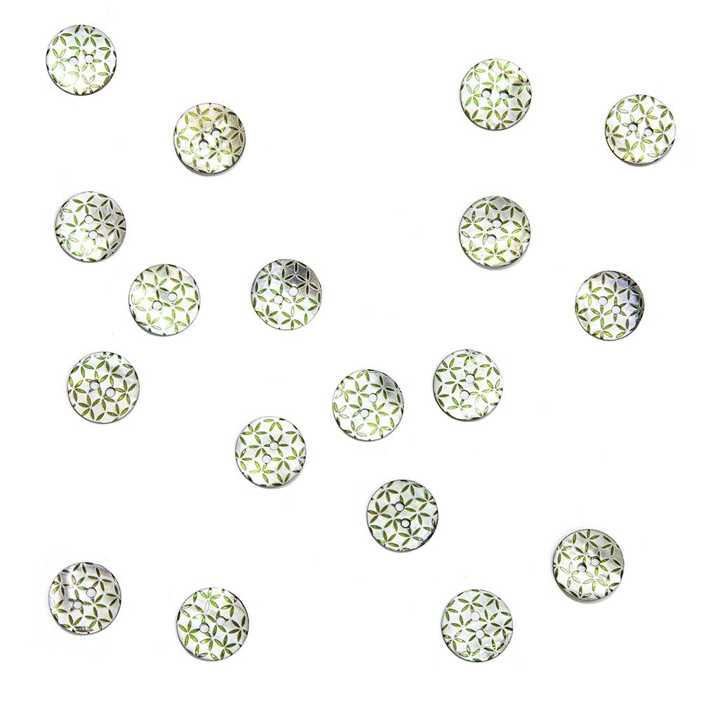 Пуговицы из перламутра, арт. ПП020, круглые с рисунком, 15 мм, лицо | Wool Story