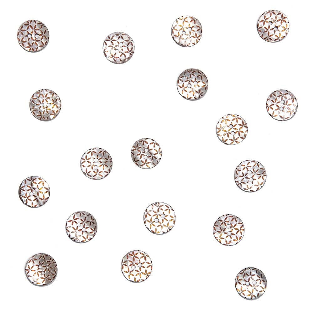 Пуговицы из перламутра, арт. ПП022, круглые с рисунком, 15 мм, лицо | Wool Story