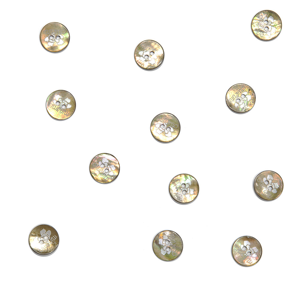 Пуговицы из перламутра, арт. ПП030, круглые с рисунком, 15 мм, лицо | Wool Story