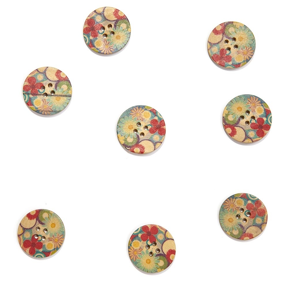 Деревянные пуговицы с рисунком, арт. ПД001, круглые, лицо | Wool Story