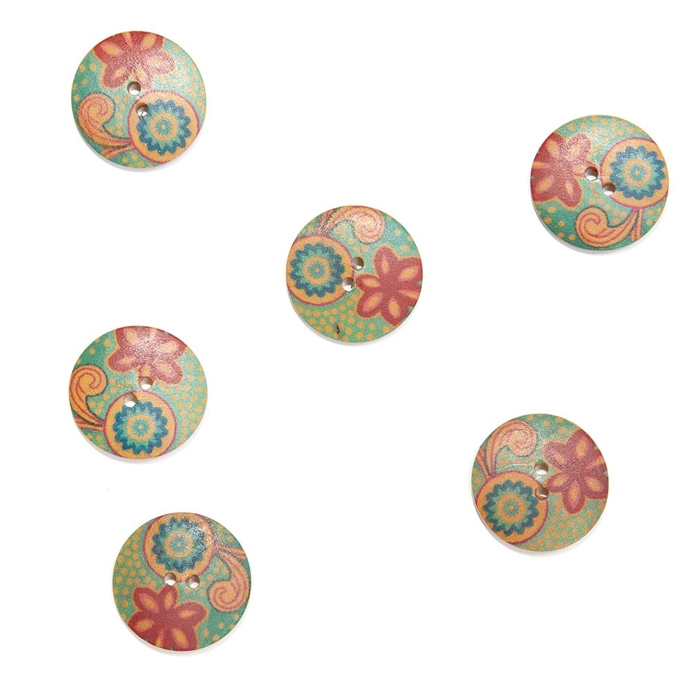 Цветные деревянные пуговицы, арт. ПД002, круглые, лицо | Wool Story