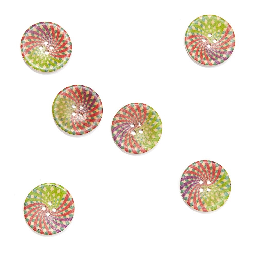 Деревянные пуговицы с цветным рисунком, арт. ПД003, круглые, лицо | Wool Story