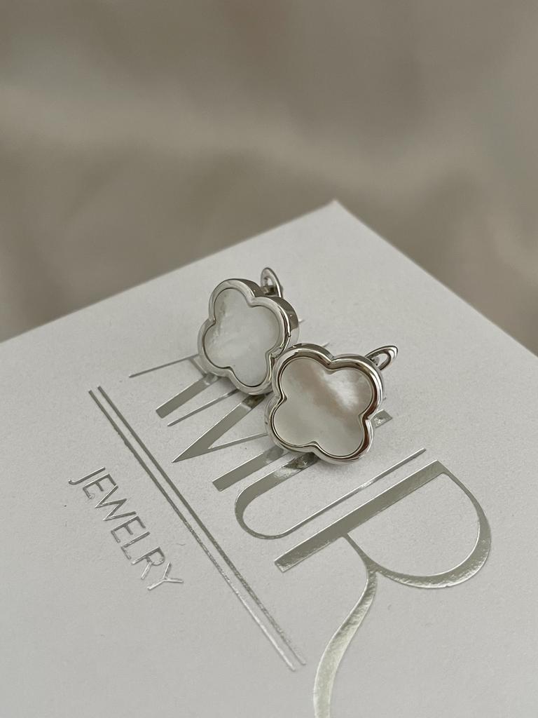 Серьги Клевер с перламутром