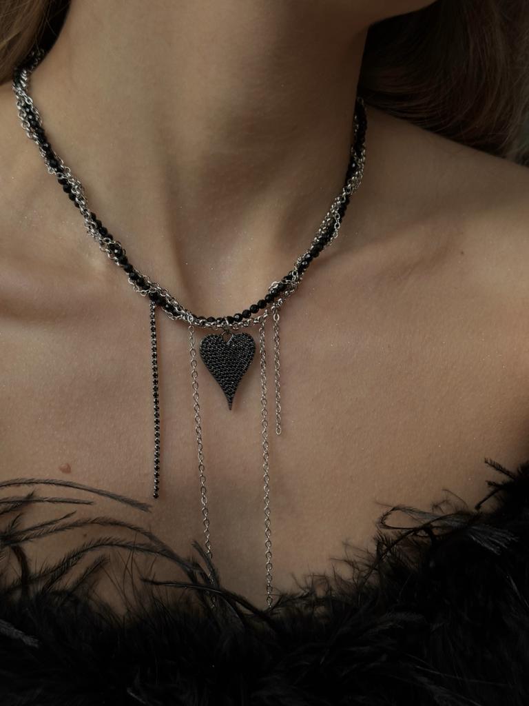 Колье с цепями BLACK HEART