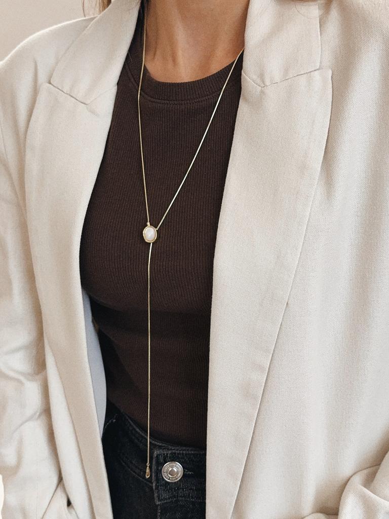 Колье-галстук с перламутром gold