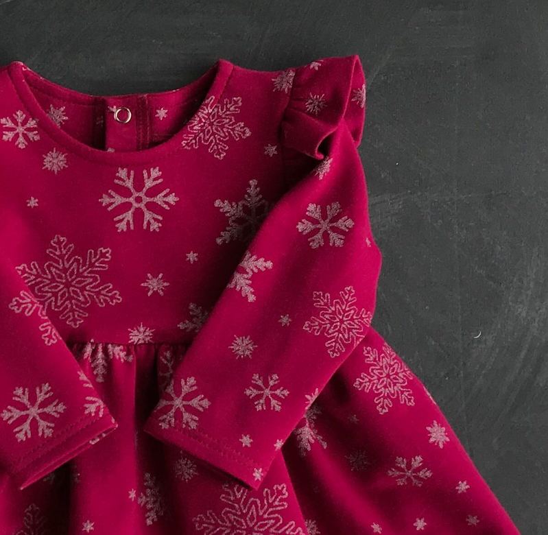 Платье трикотажное Рюша снежики