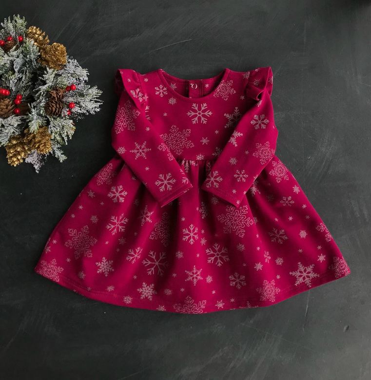 Платье трикотажное Рюша снежики