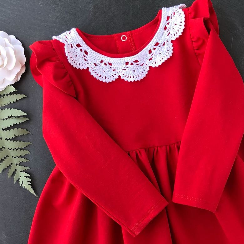 Платье трикотажное Рюша с воротничком