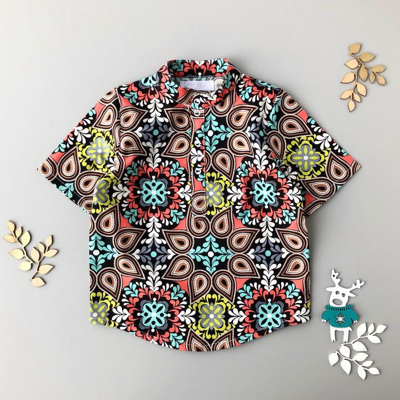 Рубашка - классика короткий рукав узоры